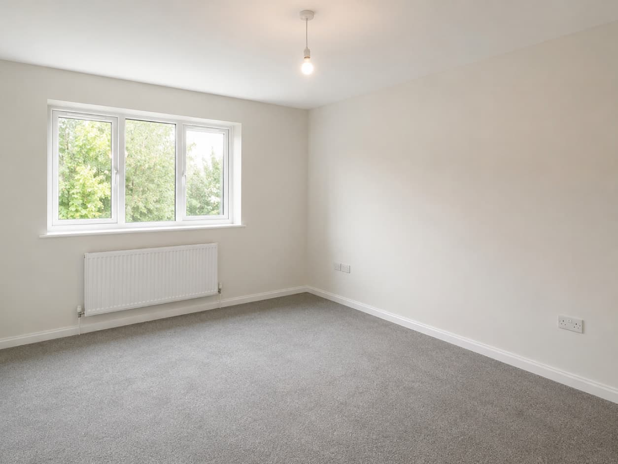 Empty principal bedroom before staging