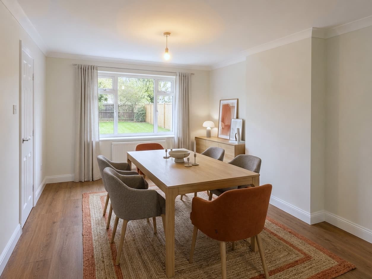 The same dining room, virtually staged
