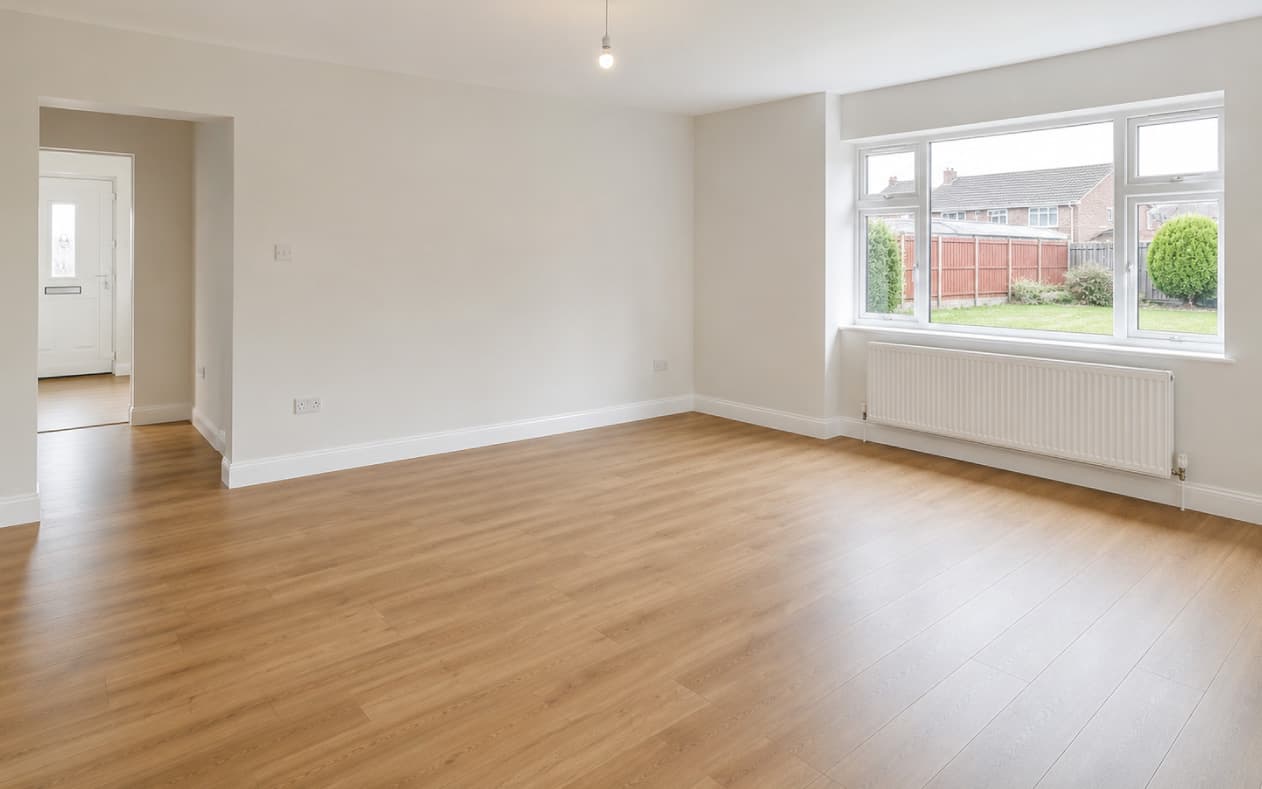 Empty room before staging, shown in the embeddable widget preview